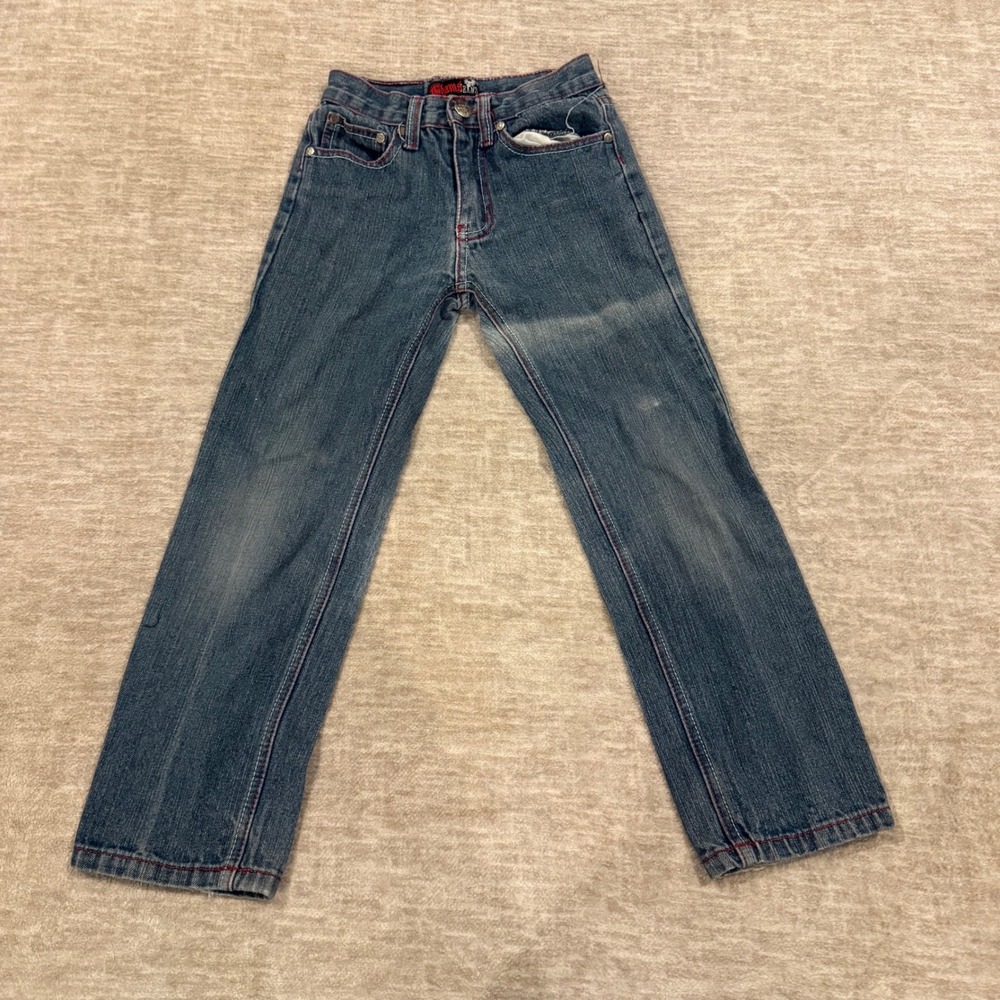 YMI Jeans Girls Denim Red Stitch Detail‎ Pockets Blue Jeans Size 10